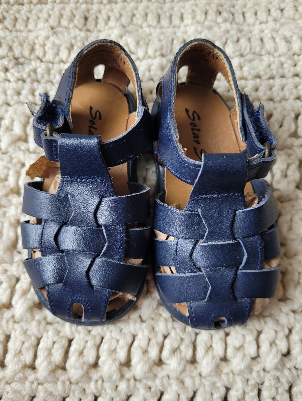 TODDLER BABY LEATHER FISHERMAN SANDALS "SKIPPER" NAVY STRAPPY LITTLE KIDS 4 M